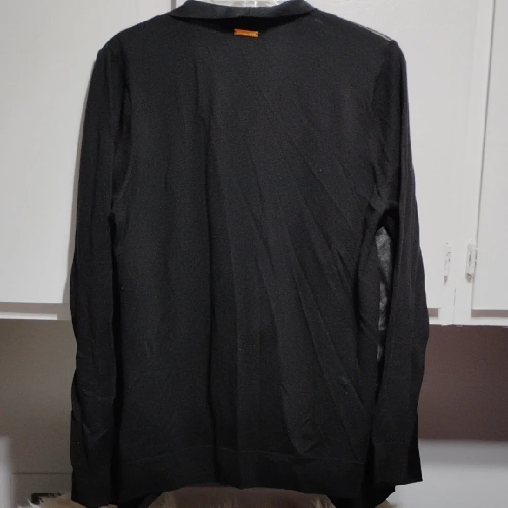 (BX10) SALE! New Michael Kors Black Faux Suede/Leather Women's Drapey Top